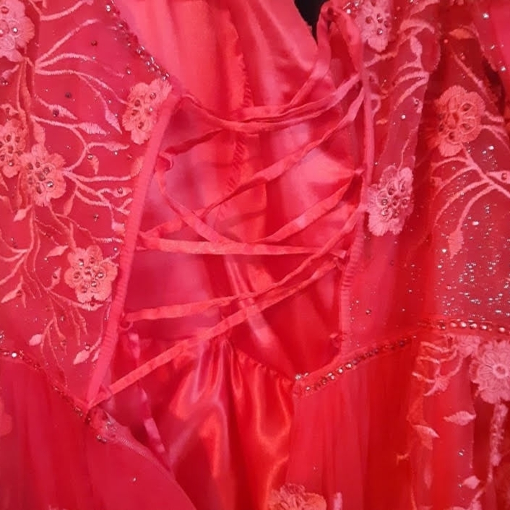 Red Rhinestone Embellished Dress - Picture 7 of 8